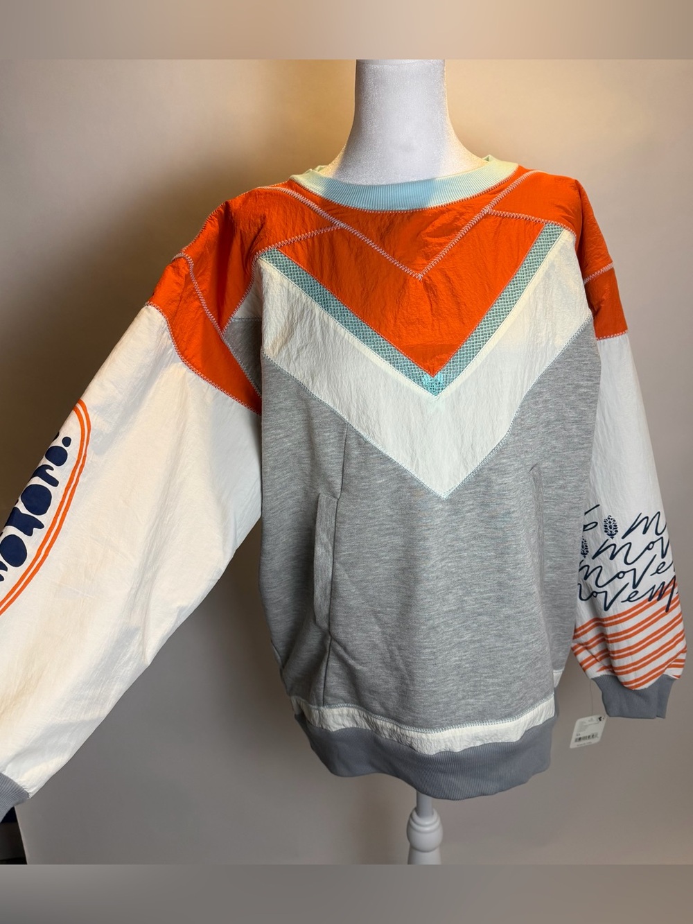 FP Movement by Free People Gray, Orange & Teal Colorblock Sweatshirt - Picture 5 of 16